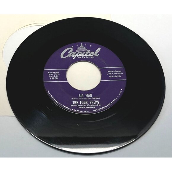 The Four Preps Big Man / Stop Baby 45 Vinyl 50s Folk Pop Capitol F3960 - Picture 4 of 6